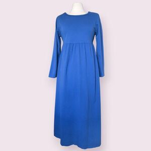 Vintage COTTON WEAR Long Sleeve Dress Sz S Midi Tie Back Cottagecore Modest